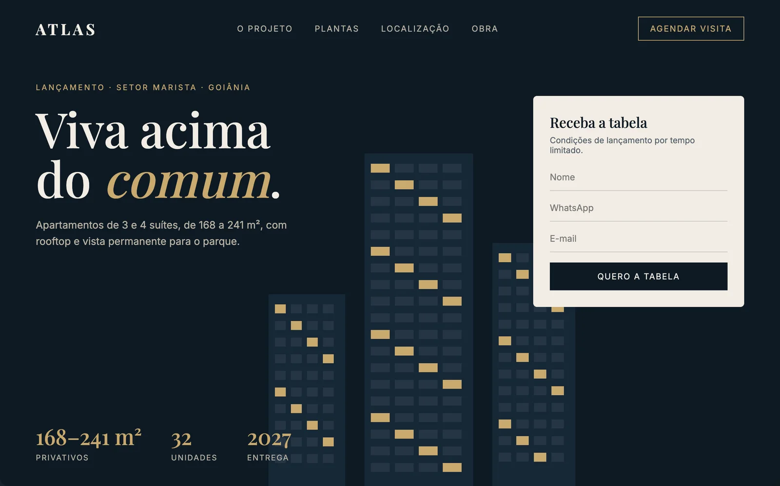 Landing page do lançamento: Atlas Residencial