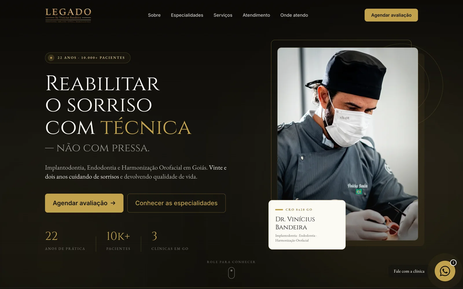 Página inicial no desktop: Legado Odontologia