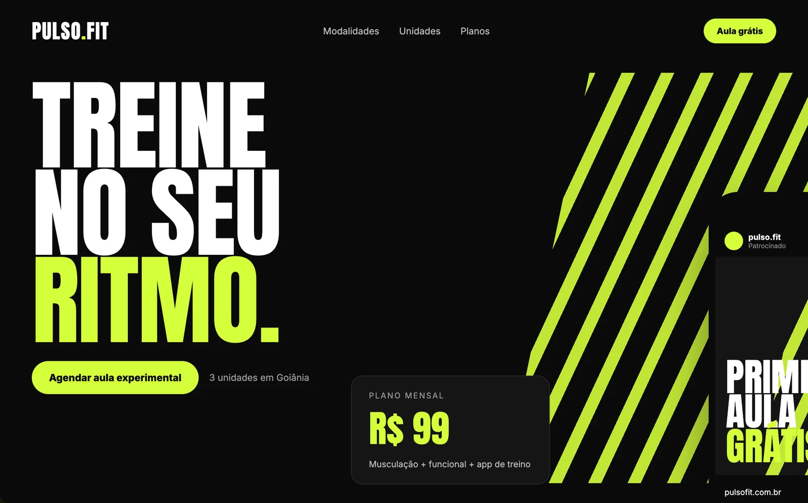 Landing page da Pulso Fit: Pulso Fit